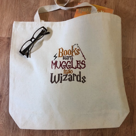 Reuseable Cotton Canvas Tote with Wizard Quote - Picture 1 of 4